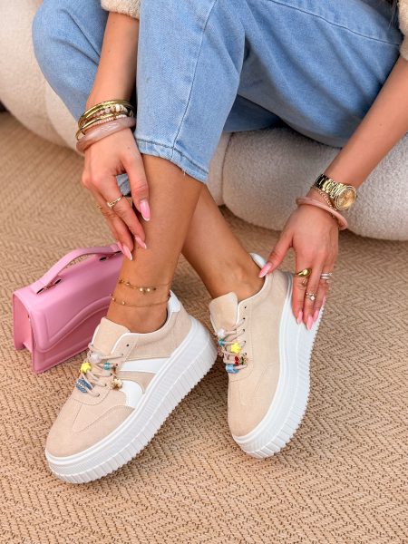 Sneakersy z grubą podeszwą lifestylowe Beżowy – Urban Chunk 1