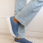 Sneakersy skórzane ażurowe Błekitny – Perfora 4