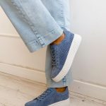 Sneakersy skórzane ażurowe Błekitny – Perfora 3