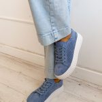 Sneakersy skórzane ażurowe Błekitny – Perfora 1