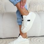 Sneakersy skórzane z ozdobnymi detalami Biały – Detailia 5